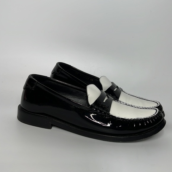❌SOLD❌ Saint Laurent Le Loafer Flats in Nero & Blanc Optique 38 - Picture 2 of 10